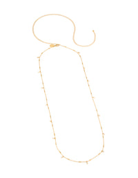 Waterproof Gold Plated Stainless Steel Cubic Zirconia Dainty Drop Body Chain - link has visual effect only