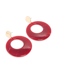 Gold Red Marble Circle Drop Earrings - link has visual effect only
