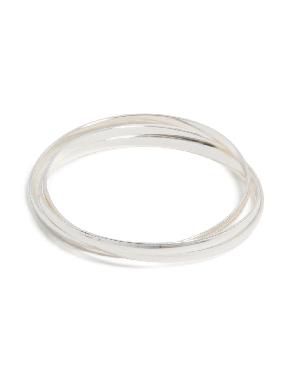 Showcasing a plain Russian bangle in silver front view
