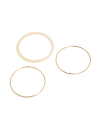 Showcasing a trio of simple acrylic bangle in a 3-pack, crafted in gold tones front view - link has visual effect only