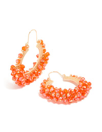 Orange Beaded Round Hoop Earrings - link has visual effect only