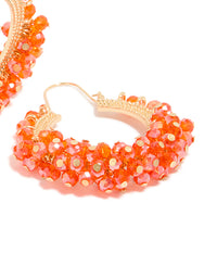 Orange Beaded Round Hoop Earrings - link has visual effect only