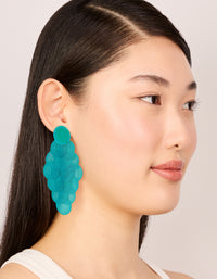 Aqua Blue Shell Effect Disc Drop Earrings - link has visual effect only