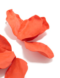 Orange Coated Metal Flower Petal Drop Earrings - link has visual effect only