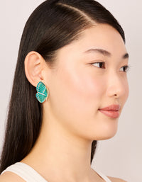 Gold Aqua Enamel Butterfly Stud Earrings - link has visual effect only