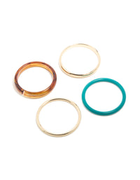 Gold, Brown & Blue Acrylic Bangles  4-Pack - link has visual effect only