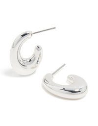 Crafted from silver C shaped bubble huggie earrings with hoop closure front view - link has visual effect only