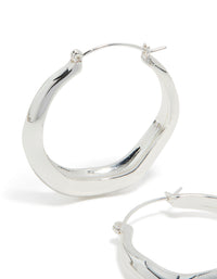 Designed with silver plated large hoop earrings featuring pendant closure post detail view - link has visual effect only