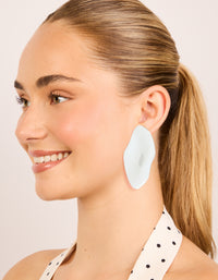 Crafted from silver plated material organic wrapped large oval earrings with chunky statement design on model view - link has visual effect only