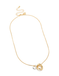Stunning mixed metal small swirl pendant necklace in gold and silver plated materials front view - link has visual effect only