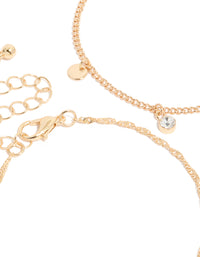 Gold Pink Beaded & Flower Charm Bracelets 4-Pack - link has visual effect only