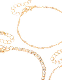 Gold Burgundy Cord & Heart Bracelets 4-Pack - link has visual effect only