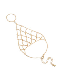 Gold Mesh Hand Chain - link has visual effect only