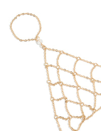 Gold Mesh Hand Chain - link has visual effect only