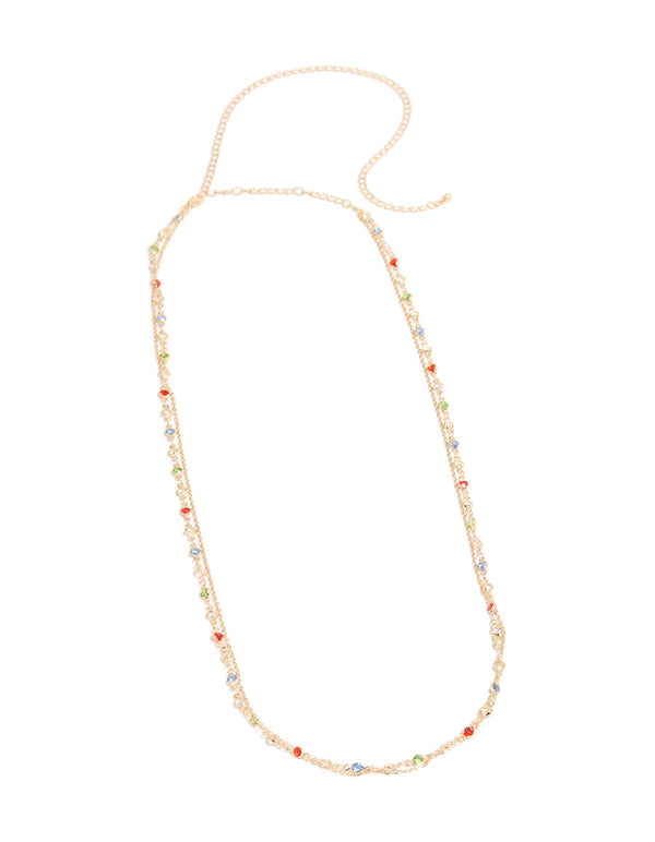 Gold Red Green Blue Stone Waist Chain
