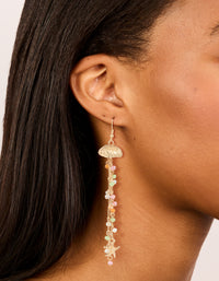 Gold Jellyfish Beaded Fish Hook Earrings - link has visual effect only
