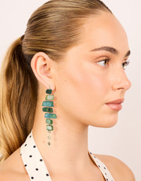 Dark Green Acrylic Irregular Shaped  Drop Earrings - link has visual effect only