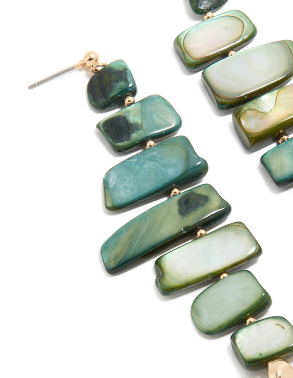 Dark Green Acrylic Irregular Shaped  Drop Earrings