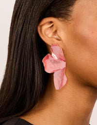 Light Pink Coated Metal  Flower Petal Drop Earrings - link has visual effect only
