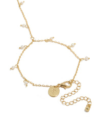 Gold Plated Mini Freshwater Pearl Droplet Hand Chain - link has visual effect only