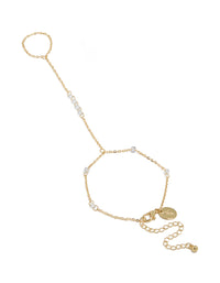 Gold Plated Floating Cubic Zirconia Hand Chain - link has visual effect only