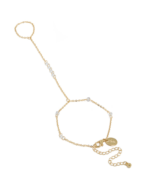 Gold Plated Floating Cubic Zirconia Hand Chain