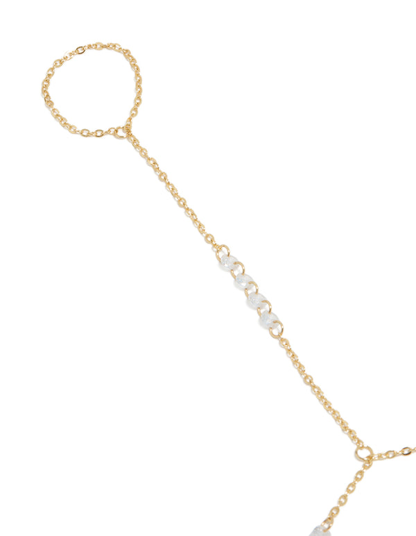 Gold Plated Floating Cubic Zirconia Hand Chain