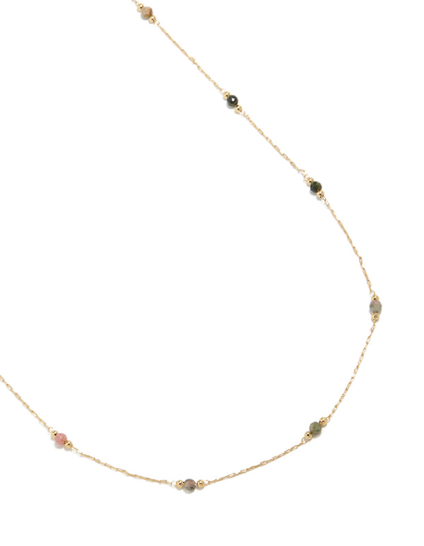 Gold Plated Multicoloured Semi Precious Stones  Beaded Waist Chain