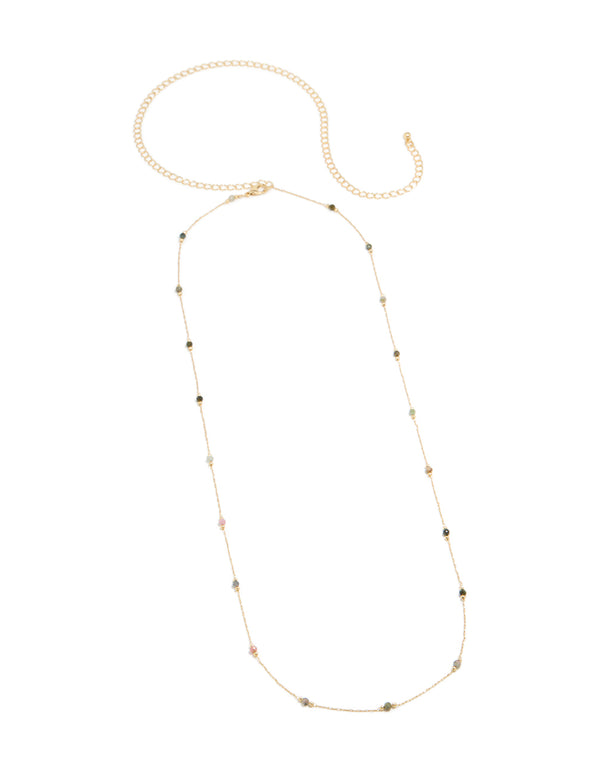 Gold Plated Multicoloured Semi Precious Stones  Beaded Waist Chain