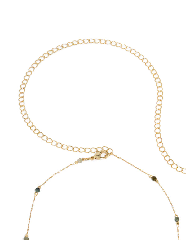 Gold Plated Multicoloured Semi Precious Stones  Beaded Waist Chain