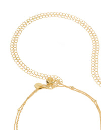Beautifully crafted gold plated layered waist chain featuring a plain design with ball embellishments detail view - link has visual effect only