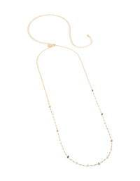 This gold plated multicoloured semi precious stones waist chain showcases embellished pattern with beads in a waisted shape side view - link has visual effect only