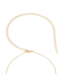 Stylish gold plated waist chain with mini pearls and embellished design detail view - link has visual effect only
