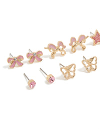 Kids Gold Pearl & Unicorn Stud Earrings 6-Pack - link has visual effect only
