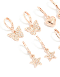 Kids Rose Gold Diamante Pavé Huggie Earrings 4-Pack - link has visual effect only