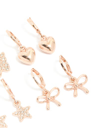 Kids Rose Gold Diamante Pavé Huggie Earrings 4-Pack - link has visual effect only
