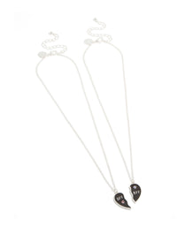 Kids Silver Mood Diamante BFF Heart Necklaces 2-Pack - link has visual effect only