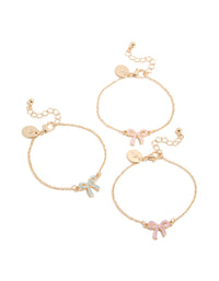 Kids Gold Enamel Bow Bracelets 3-Pack - link has visual effect only