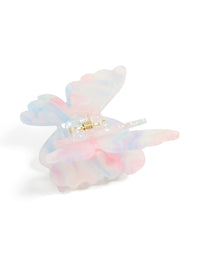 Featuring kids pink blue white ombre acrylic double butterfly claw clip with glitter side view - link has visual effect only