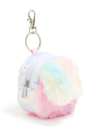 Kids Pink & Purple Fluffy Fabric Bunny Ear Purse - link has visual effect only