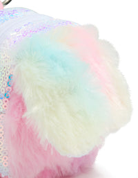 Kids Pink & Purple Fluffy Fabric Bunny Ear Purse - link has visual effect only