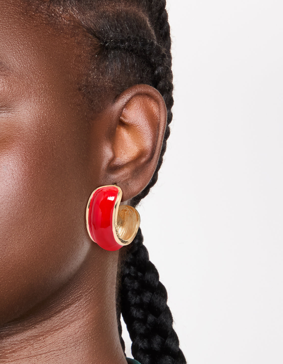 Gold Red Mini Chunky Hoop Earrings