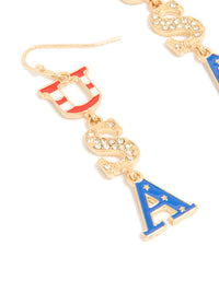 Gold USA Drop Earrings - link has visual effect only