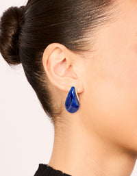 Gold Lovely Blue Pear Drop Earrings - link has visual effect only