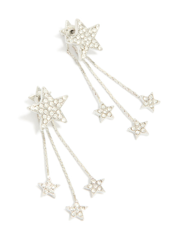 Silver Multi Star Drop Earrings