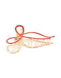 Gold Red Bow Claw Clip - link has visual effect only
