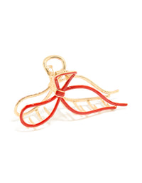 Gold Red Bow Claw Clip - link has visual effect only