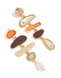Showcasing statement drop earrings with charm ocean pearl accents in gold front view - link has visual effect only