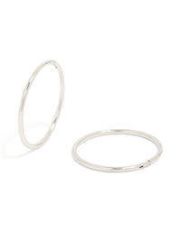These surgical steel sleeper earrings in silver feature hoop closure front view - link has visual effect only