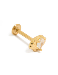 Gold Plated Surgical Steel Cubic Zirconia Shell Single Flatback Stud - link has visual effect only